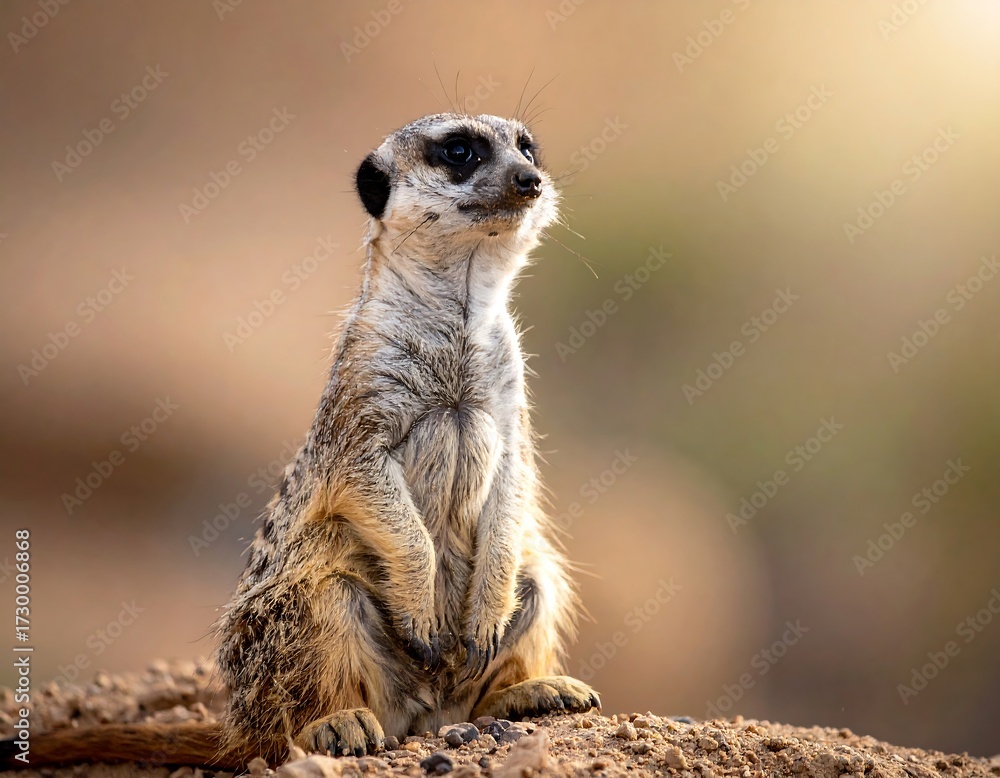 Fototapeta premium Alert meerkat on a sandy dune