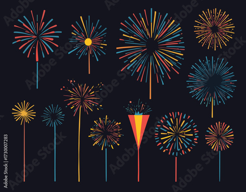 fireworks vector set