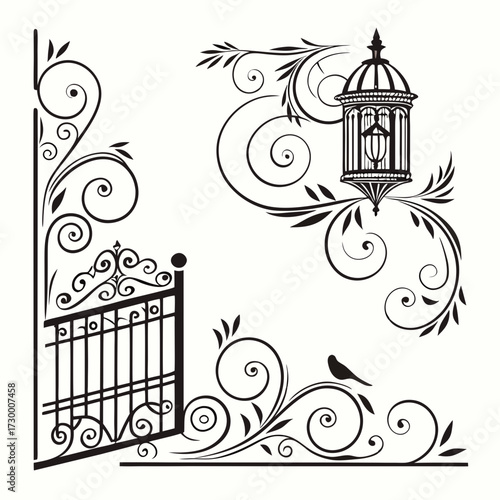 ornamental text divider, elegant border design elements, perfect for web, page decoration, invitations, cards. Vintage style, monochromatic, vector set. Unique, intricate swirls, curls, shapes