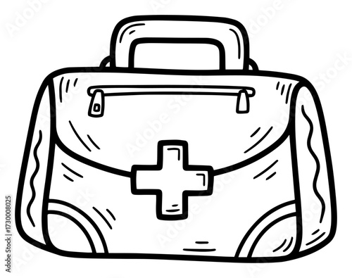 First Aid Kit or a Medic Bag Doodle Illustration