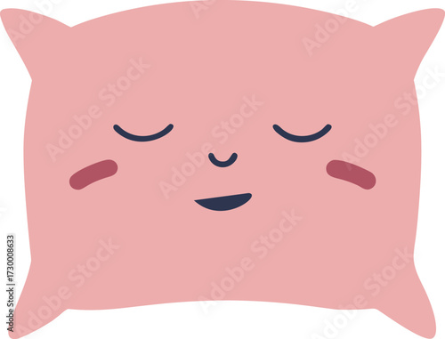 Self Care Cartoon Icon Pillow With Sleeping Eyes  vector illustration 
