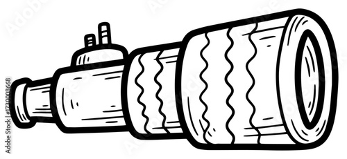 Hand Drawn Periscope or Spyglass Doodle