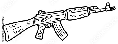 Hand Drawn AK-47 Assault Rifle Doodle