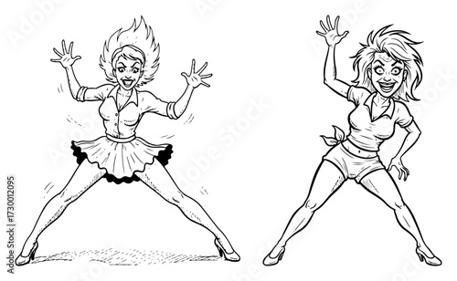 Excited Energetic Woman Fan Cheering and Jumping