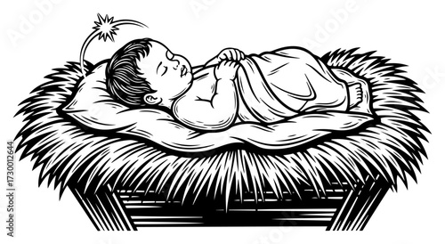 Baby Jesus Christ in a Manger Nativity Scene