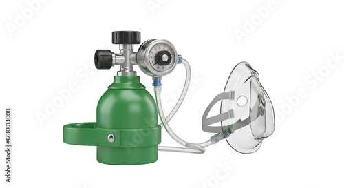Medical Oxygen Tank with Transparent Mask for Breathing Support