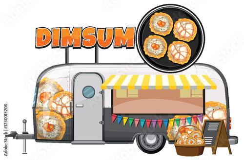 Dim Sum Food Truck with Decorative Banner and Menu