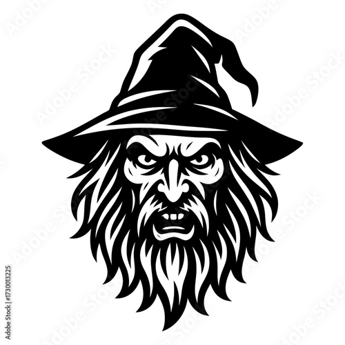 Old Scary Wizard Halloween Illustration