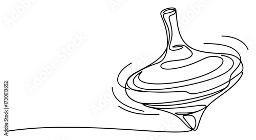Spinning Top Toy in a Continuous One Line Drawing Style