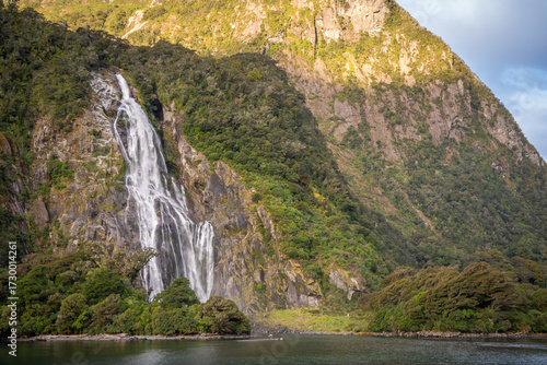 Amazing and famous beautiful place where tourist can see wonderful nature Fiord ,sound ,waterfalls , kea , cruise Milford sound south island New Zealand 
