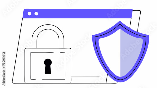 Secure web protection concept vector illustration set with padlock for internet access safety