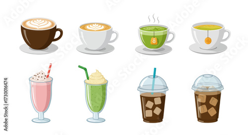Vector EPS Icon Collection A Variety of Hot and Cold Beverages