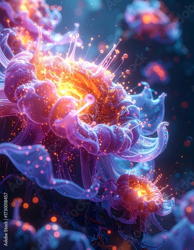 Abstract glowing floral digital art