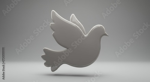 Silhouette of a dove symbolizing peace freedom and hope on a light gray background