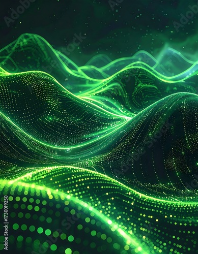 Abstract glowing green landscape