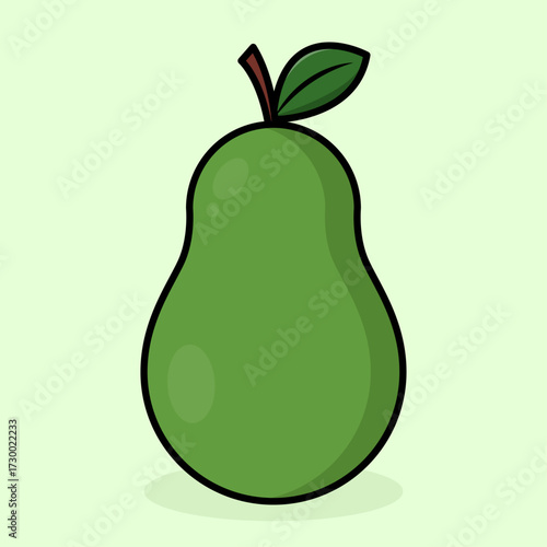 Avocado as Part of Fruit with Flat Illustration Style