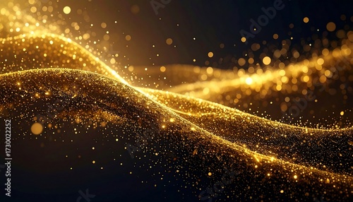 Abstract gold particles waves