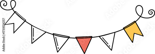 Hand drawn party bunting flags simple decoration