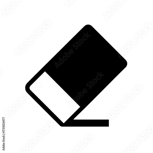 Minimalistic flat vector icon of a classic eraser, slightly tilted, symbolizing correction, editing, and removing elements in design.