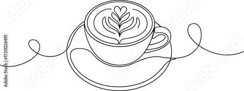 Coffee cup drawing with latte art