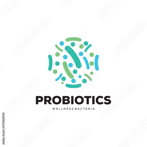 Logo design template vector probiotic bacteria. Healthy nutrition ingredient for therapeutic