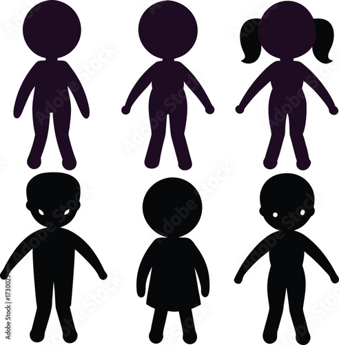 Silhouette Ensemble Diverse Group of People Standing Together Against a White Background Emphasizing Individuality and Collective Presence