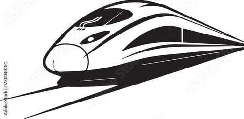 High-speed bullet train silhouette speeding on track vector illustration