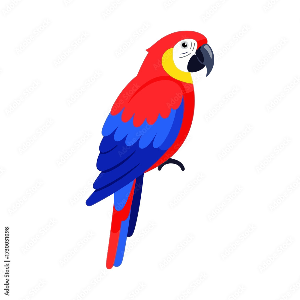 Fototapeta premium Vibrant macaw parrot perched gracefully showcasing colorful plumage and captivating presence.