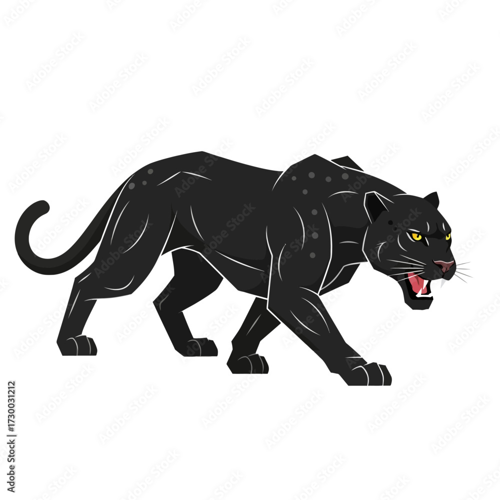 Obraz premium Majestic black panther prowling with intense focus and predatory gaze.