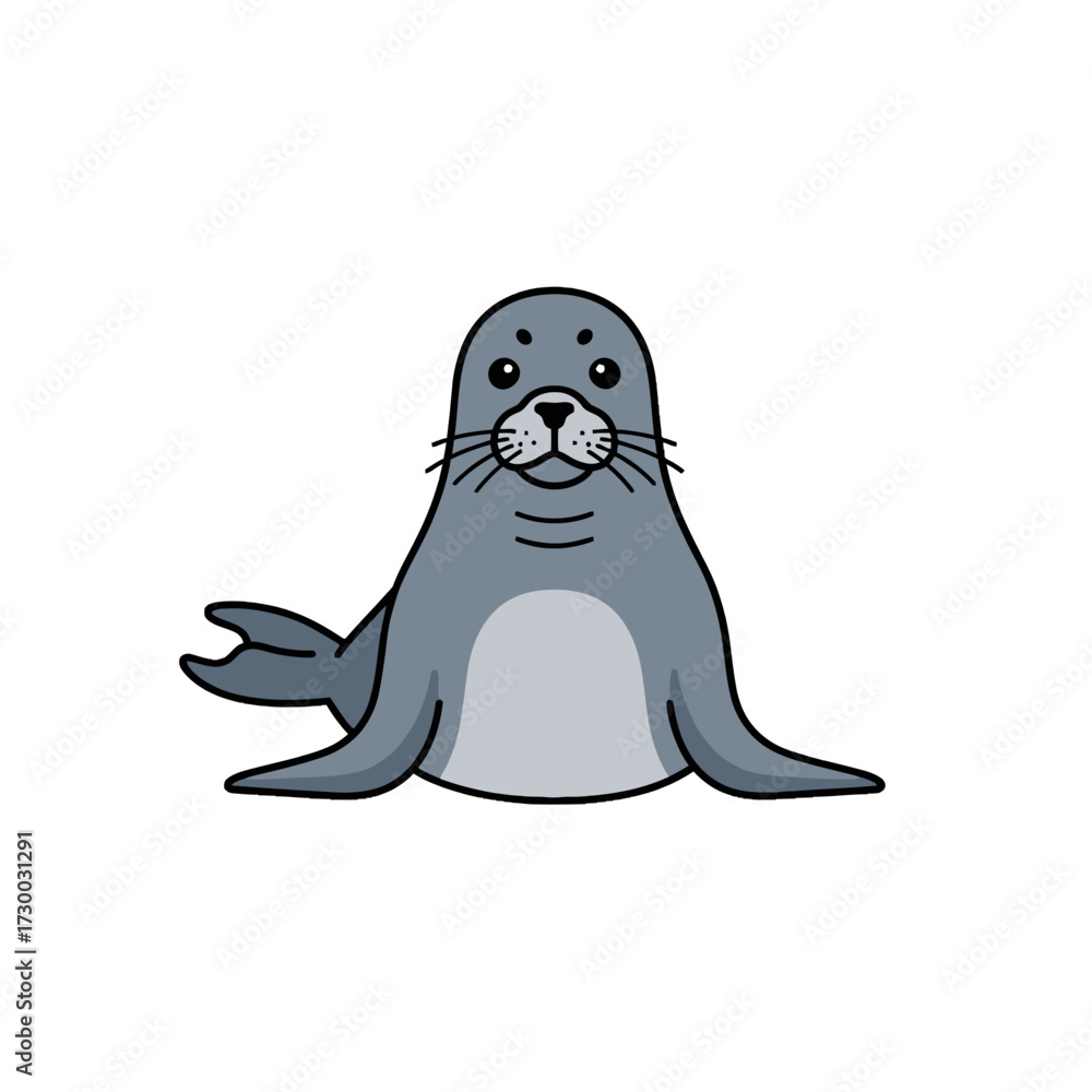 Fototapeta premium Cute Cartoon Seal Illustration.