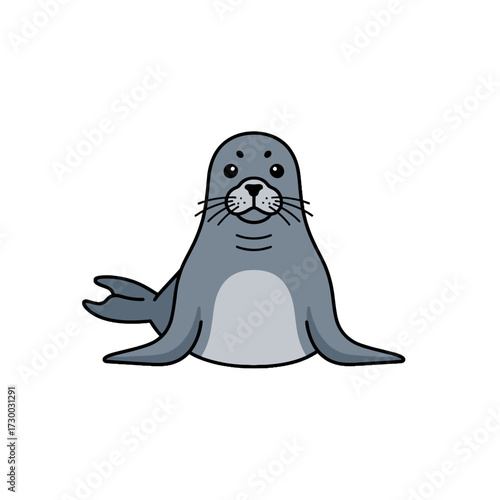 Cute Cartoon Seal Illustration.