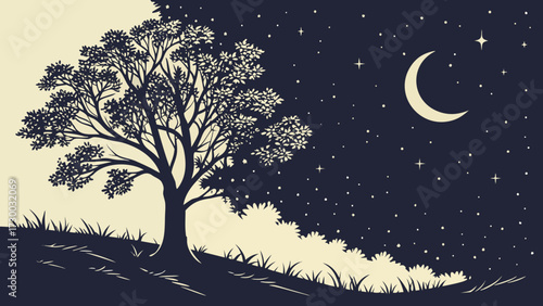 night landscape with moon