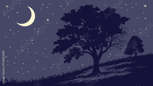 night landscape with moon
