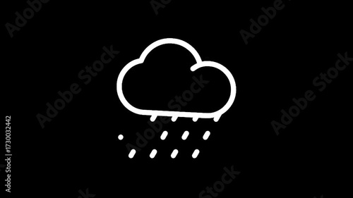 Rainy cloud icon on a black background
