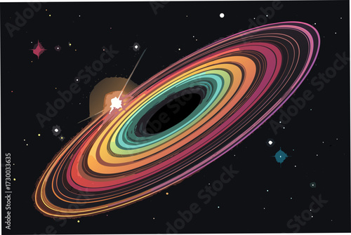 Elegant Hole With Glowing Rings Pulling Stars Bold Professional Photo