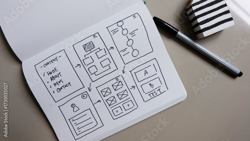 Sketched Wireframe for mobile app.