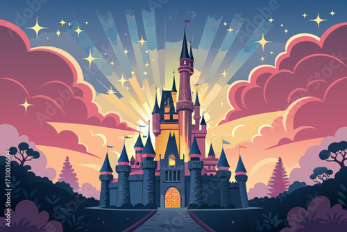 Depicting Castle With Glowing Towers Bold Fantasy Beautiful Creative Visual