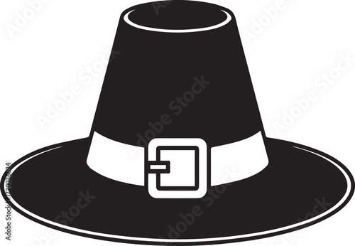 Black and white witch hat silhouette vector illustration flat design