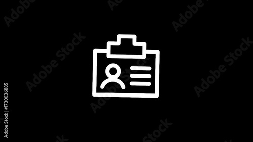 ID badge icon on a black background
