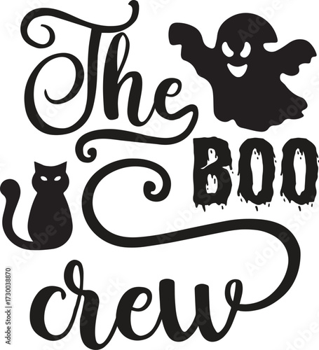 The boo crew with bat for halloween celebration, halloween t shirt design, halloween vector file