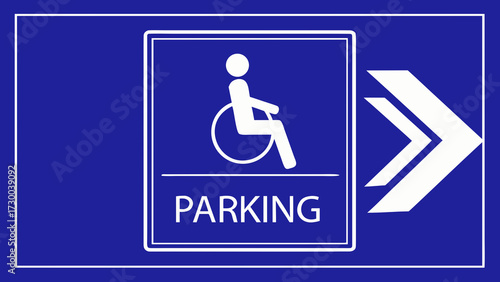 Accessible parking sign guides disabled drivers to designated spots, ensuring inclusivity and convenience with clear directions and universal design