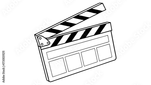 Dynamic movie clapperboard illustration, perfect for film production, video editing, and creative media projects, symbolizing filmmaking and storytelling