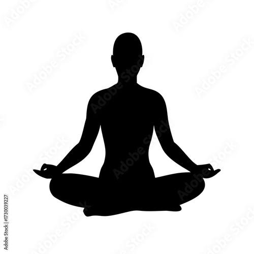 Serene silhouette in lotus position for yoga studio branding, meditation practices, and wellness promotions. Ideal for fitness apps and health guides