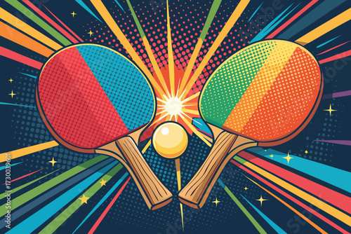 Vibrant Ping Pong Paddles With Glowing Ball Bol Professional Photo