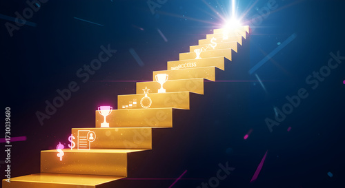 Conceptual image of a reputation ladder with ascending steps
