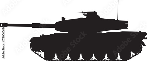 Military tank silhouette war battle scene vector illustration flat design