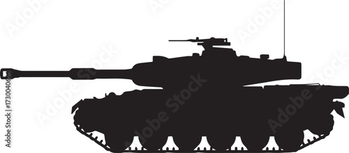 Military tank silhouette war battle scene vector illustration flat design