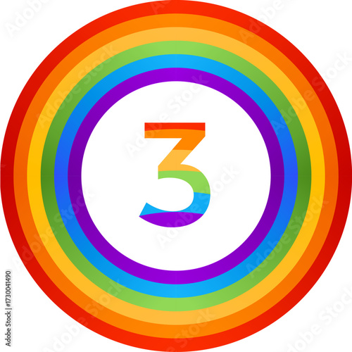 number 3 with rainbow colors. A creative and high-quality illustration featuring numbers in an abstract and modern style. Ideal for use in educational materials, financial