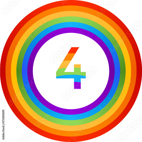 number 4 with rainbow colors. A creative and high-quality illustration featuring numbers in an abstract and modern style. Ideal for use in educational materials, financial