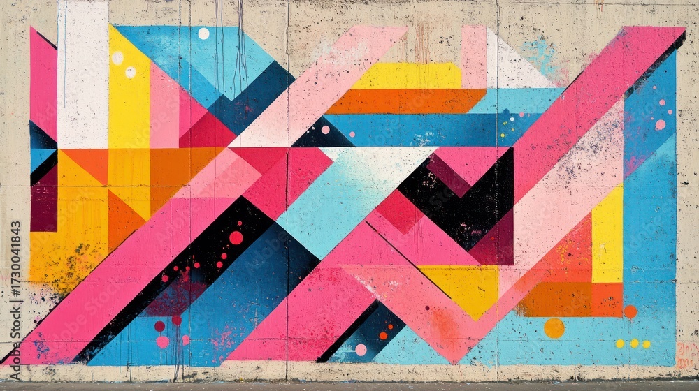 custom made wallpaper toronto digitalColorful abstract mural on concrete wall